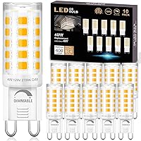 10 Pack Dimmable G9 LED Light Bulb 2700K Soft White, 4W (40Watt Halogen Replacement) G9 Base Chandelier Light Bulb, T4 Shape G9 Bi Pin Base, CRI85 120V 360°