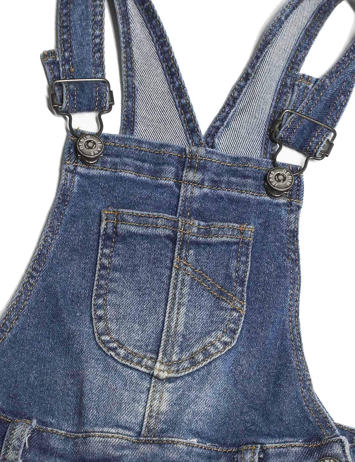 KIDSCOOL SPACE Girls Boys Denim Ripped Overalls,Washed Distressed Cotton Jean Pants