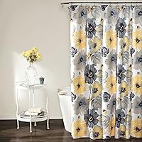 Lush Decor Leah Shower Curtain - Elegant Floral Print, Large Flower Blooms and Beautiful Combination of Colors, Spa Experience - Standard Shower Curtain 72