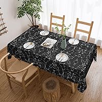 Black Marble Print Tablecloth,Long Tablecloths Rectangular 54 X 72 Inch,Kitchen Dining Tabletop Cover Table Cloths for Home,Wedding