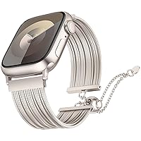 Compatible with Apple Watch Band Women 38mm 40mm 41mm 44mm 42mm 45mm 49mm, Dressy Stainless Steel Tassel Strap Metal Chain Bracelet for iWatch Bands Ultra SE Series 9 8 7 6 5 4 3 2 1