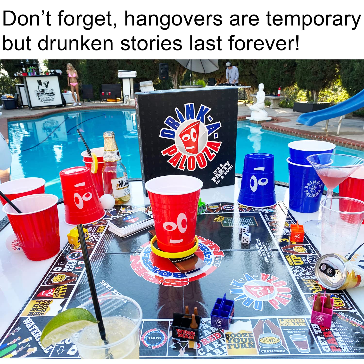 DRINK-A-PALOOZA Board Game: Fun Drinking Games for Couples Game Night | The Drinking Board Game for Parties That Combines Beer Pong + Flip Cup + Kings Cup Card Game and All The Best Drinking Games