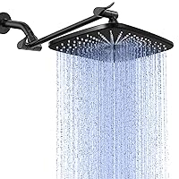 Veken Rain Shower Head,12 Inch High Pressure Large Rainfall Showerhead,with Detachable Stainless Steel Extension Arm,Adjustable High Flow Rain Fall Showerheads with Anti-Clog Nozzles,Matte Black