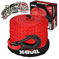 Synthetic Winch Rope Cable Kit 1/4 X 50 Ft 9500Lbs Black Winch Rope Line With Protective Sleeve+Rubber Stopper+Winch Hook+Safety Pull Strap For ATV