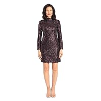 Maggy London Women's Tinsel Sequin Mock Neck Long Sleeve