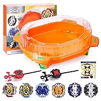 Bey Battling Top Burst Toy Blade Set, 6 Battling Tops 2 Launchers and 1 Stadium, Toys for 6 Year Old Boys & Girls & Up（Orange）