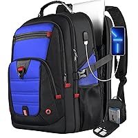 Z-MGKISS Extra Large Backpack, Travel Laptop Backpack for Men, Anti Theft College Backpack with USB Port, TSA Approved Backpack 17.3 Inch, Waterproof Heavy Duty Business Weekender Bag, Blue