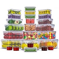 RockBerry 50 Pcs Large Food Storage Containers with Lids Airtight-85 OZ to small Containers-Total 526OZ Stackable Kitchen Set -BPA Free Leak proof containers- Freezer Microwave safe