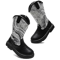 DADAWEN Boys Girls Cowgirl Cowboy Western Boots Kids Waterproof Mid Calf Riding Shoes With Side Zipper for Toddler/Little Kid/Big Kid