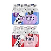 Hint Water Blackberry and Hint Water Cherry (Pack of 24), 12 Bottles Hint Blackberry & 12 Bottles Hint Cherry, Zero Calories, Zero Sugar and Zero Diet Sweeteners, 16 Ounce Bottles