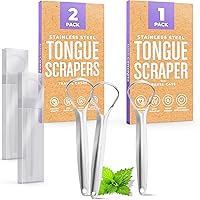 Tongue Scrapers 3 Pack, Single Handle Stainless Steel