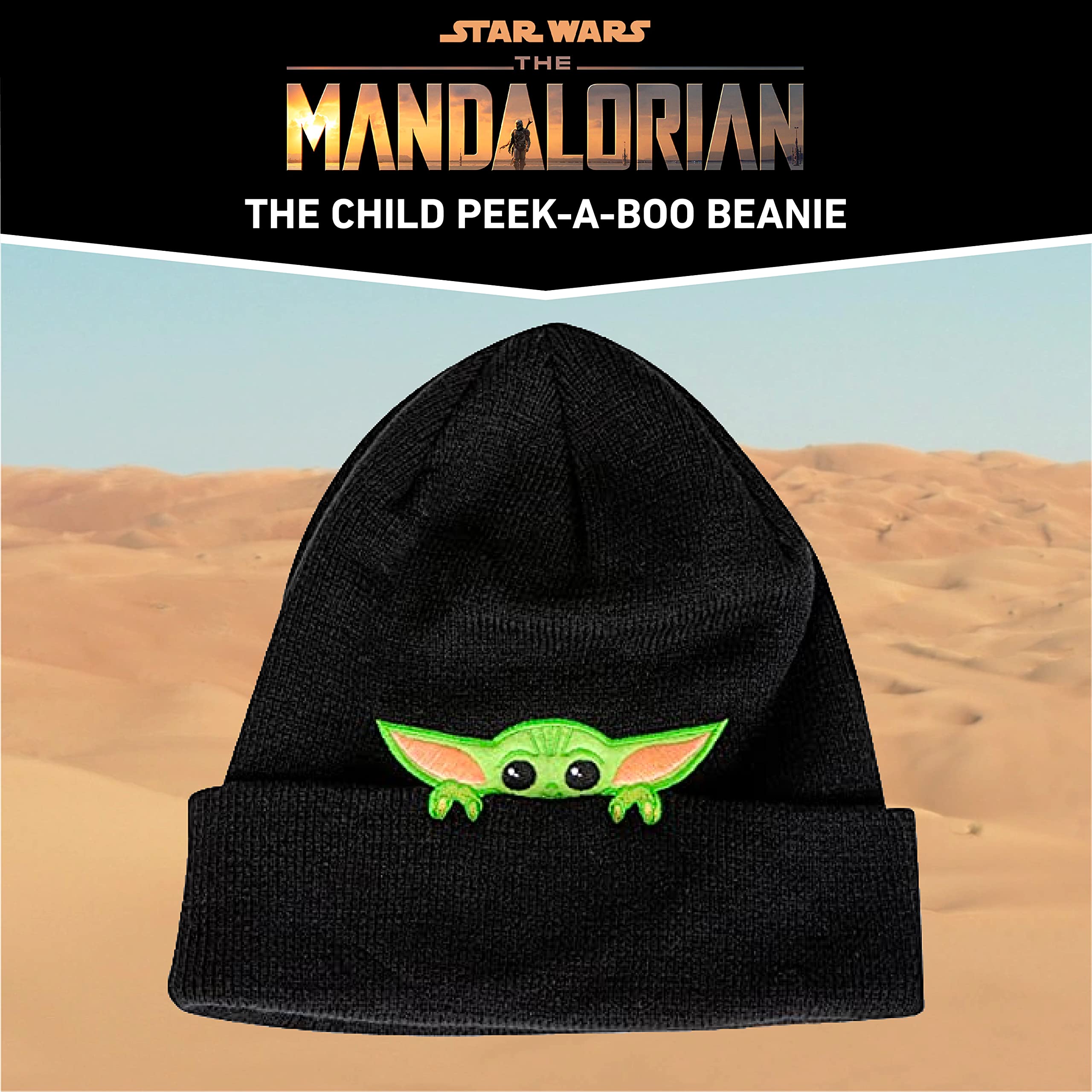 Concept One Star Wars The Mandalorian The Child Peek-A-Boo Beanie, Black, One Size