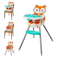 Infantino Grow-with-Me 4-in-1 Convertible High Chair, Fox-Theme, Space-Saving Design, Booster and Toddler Chair, for Infants & Toddlers 3M-36M