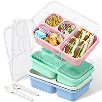 Bento Lunch Box for kids-4 Pack, Meal Prep Container Microwave Safe, Lunch Box of 4-Compartment, Bento Box Adult Lunch Box, Snack Box Containers (White/Green/Pink/Cyan)