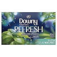 Downy Infusions Fabric Softener Dryer Sheets, Refresh, Birch Water & Botanicals 160 count