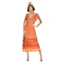 Nataya 40827 Women's Sylvia 1920s Titanic Style Dress in Grapefruit Rose
