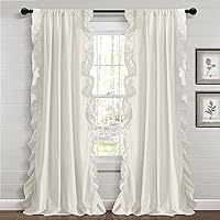 Lush Decor Farmhouse Reyna Ruffle Window Curtain Panel Pair, 52