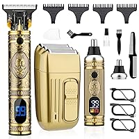 Professional Hair Trimmer for Men,Hair Clippers for Men Nose Hair Trimmer Shaver Set,Cordless Barber Clippers,T-Blade Beard Trimmer Electric Shaver Razor for Men Haircutting Grooming Kit