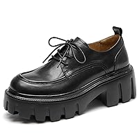 BEAU TODAY Platform Oxfords for Women, Oxford Shoes for Women, Chunky Leather Lace Up Oxfords Comfort Lug Sole Business Dress Office Shoes