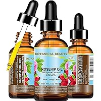 ROSEHIP OIL Pure Natural Refined Undiluted for Face, Body, Hair and Nail Care. 4 Fl.oz.- 120 ml Anti-Aging Moisturizer Hydration Facial Oil by Botanical Beauty