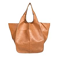 Oversized Soft Leather Shoulder Bag Foldable Hobo Bag Weekend Travel Tote