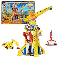 Bark Yard Crane Tower Playset with Rubble Action Figure, Toy Bulldozer & Kinetic Build-It Play Sand, Kids Toys for Boys & Girls 3+