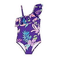 Kanu Surf Girls Morgan Floral Ruffle 1-Shoulder one Piece Swimsuit