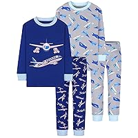 DAUGHTER QUEEN Boys Pajamas 4 Pieces Long Set 100% Cotton Sleepwear Size 18 Months-12 Years