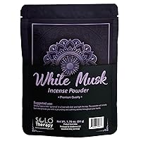 White Musk Incense Powder 50 Grams, Premium Quality, 100% Natural, Sacred Space, Natural Incense, Loose Incense, Product from India, Packaged in The USA (White Musk Incense Powder)