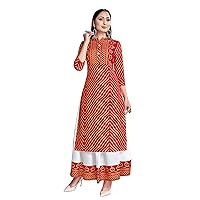 Indian Kurti for Womens With Lehenga || Rayon Foil Printed Kurta Kurtis Dress For Women Tops Tunic