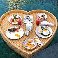 Swimming Pool Floating Tray Table, Water Surface Floating Drink Holder, Multifunction Breakfast Tray on The Water, Outdoor Water Play Fruit Food Plate,Apricot