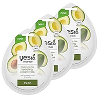 Yes To Avocado Fragrance-Free Hydrating Cream Mask, Pore Purging Formula To Hydrate Dry Skin & Plump Skin, With Antioxidants & Hyaluronic Acid, 3-Pack