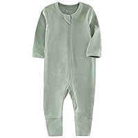 O2 BABY Baby Organic Cotton Footless Sleep and Play, Baby Boy and Girl Zip Front Romper, Long Sleeve Pajamas