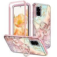 Btscase for Samsung Galaxy S20 Plus Case 6.7 Inch, with 360° Ring Holder Kickstand, Full Body Dual Layer Soft TPU Bumper Hard PC Shockproof Protective Case for Samsung Galaxy S20+ Plus, Rose Gold