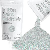 Hemway Glitter Paint Additive Glitter Crystals for Acrylic Paint, Interior & Exterior Walls, Wood, Varnish, Furniture, Matte, Gloss, Satin, Silk - 100g / 3.5oz - Silver Holographic