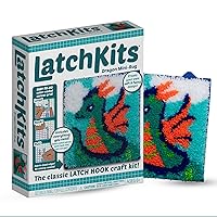 LatchKits Latch Hook Kit for Wall Hangings & Mini-Rugs - Dragon - Craft Kit with Easy, Color-Coded Canvas, Pre-Cut Yarn & Latch Hook Tool - Perfect DIY Craft for Kids - Ages 6+
