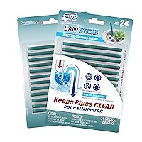 SANI 360° Sani Sticks Drain Cleaner and Deodorizer, Enzyme Pipe Cleaners, Eliminate Odors, Prevent Clogged Drains, Safe for Sinks, Bathtub Drains, Septic Tanks, 24 Count, Oak Moss