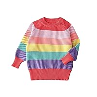 Toddler Kid Boys Girls Clothes Knitted Colorful Rainbow Sweater Cardigan Coat Tops Toddler Girls Kids Winter