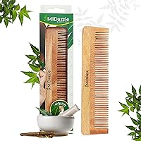 Midazzle Kacchi Neem Wooden Comb For Multi-Actions - Detangling, Frizz Control & Shine, Suited For All Hair Types - Pack of 1 (MINC2101)