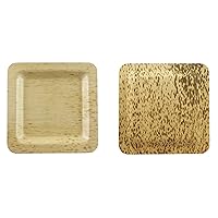 PacknWood 210BBOUA15 Square Bamboo Leaf Double Layer Plate - 5.9 x 5.9in - 100 pcs