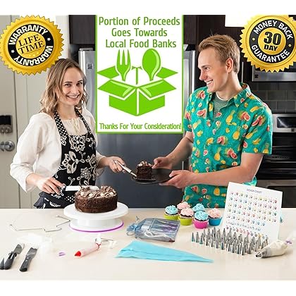 Cake Decorating Supplies - (250 PCS SPECIAL CAKE DECORATING KIT) With 55 PCS Numbered Icing Tips, Cake Rotating Turntable and More Accessories! Create AMAZING Cakes With This Complete Cake Set!