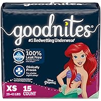 Goodnites Girls' Nighttime Bedwetting Underwear, Size Extra Small (28-43 lbs), 15 Ct