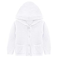 Lilax Baby Boys' Hooded Cardigan, Soft Knit Ribbed Button Closure Sweater