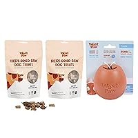 WEST PAW Beef Heart Freeze-Dried Raw Dog Treats, 100% Grass Fed (2-Pack) & Zogoflex Rumbl Treat-Dispensing Dog Toy for Moderate Chewers, Fetch, Catch – Holds Kibble, Treats (Melon, Small)