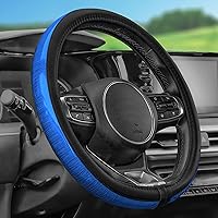 FH Group Universal Fit Galaxy13 Metallic Striped Steering Wheel Cover fits Most Cars, SUVs, Trucks, and Vans, Dual Material Anti-Slip Ultimate Protection Blue