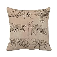 Throw Pillow Cover Bees Beekeeping and Honey Collection of Pack No Each 20x20 Inches Pillowcase Home Decorative Square Pillow Case Cushion Cover