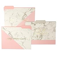 Blush Marble File Folder Set – File Set Includes 9 Folders and 3 Unique 