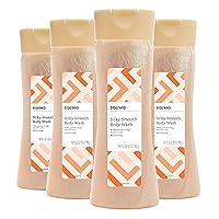 Amazon Brand - Solimo Silky Smooth Body Wash, Peach and Orange Blossom Scent, 18 Fluid Ounce (Pack of 4)