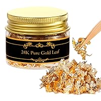 KINGBOOM 24K Gold Leaf Flakes, 50mg Edible Gold Flakes for Cakes,Drinks,Bake