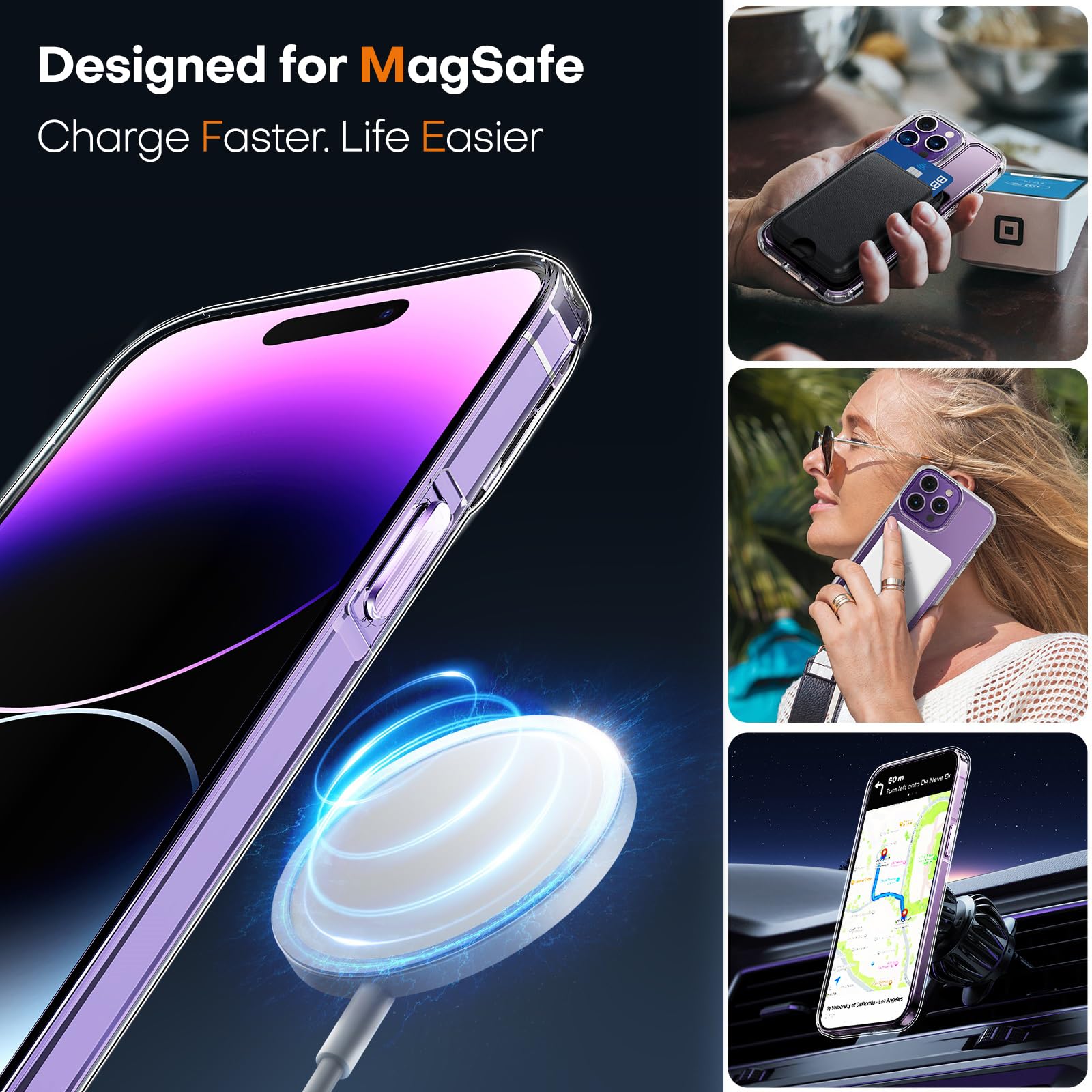 TAURI 5-in-1 Magnetic Designed for iPhone 14 Pro Max Case, [Seamless Magsafe Compatibility] with 2 Screen Protector + 2 Camera Lens Protector, Enhanced Military Grade Protection | Crystal Clear